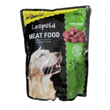 Леопольд Мясной корм с говядиной для собак. 59% мяса. Пауч (дой-пак) 1375 г