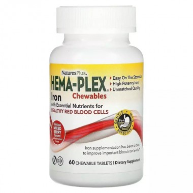 Микроэлемент Железо Nature's Plus Hema-Plex 60 Chewables Mixed Berry NTP3768