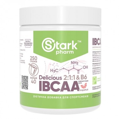 Аминокислота BCAA для спорта Stark Pharm Stark IBCAA 2:1:1 Delicious & B6 Powder 250 g /40 servings/ Грейпфрут