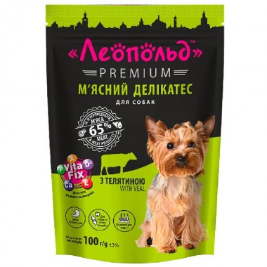  Леопольд Мясной деликатес с мясом телятины для собак. Премиум. Пауч 100 г (24шт/уп)