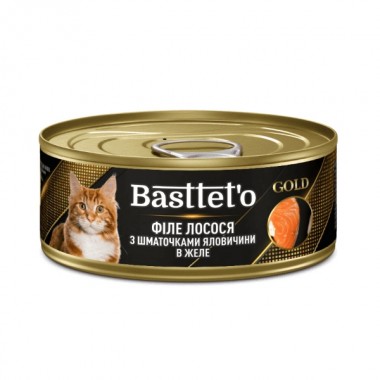  Basttet'o Gold для кошек Филе лосося с кусочками говядины, жб 85 г