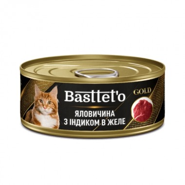  Basttet'o Gold для кошек Говядина с индюком в желе, жб 85 г
