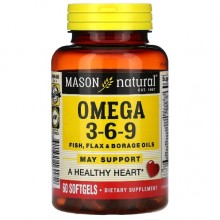 Омега 3-6-9 Mason Natural Omega 3-6-9 1200 mg Fish, Flax & Borage Oils 60 Caps