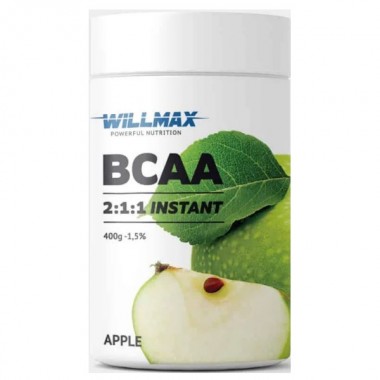 Аминокислота BCAA для спорта Willmax BCAA 2:1:1 400 g /80 servings/ Apple