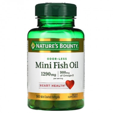 Омега 3 Nature's Bounty Mini Fish Oil 1290 mg Odor-Less 90 Caps