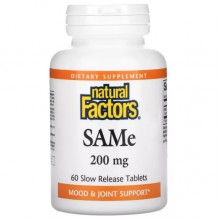 Метионин Natural Factors SAMe (Disulfate Tosylate) 200 mg 60 Tabs