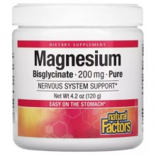 Микроэлемент Магний Natural Factors Magnesium Bisglycinate 200 mg 120 g /50 servings/ Pure Микроэлемент Магний Natural Factors Magnesium Bisglycinate 200 mg 120 g /50 servings/ Pure