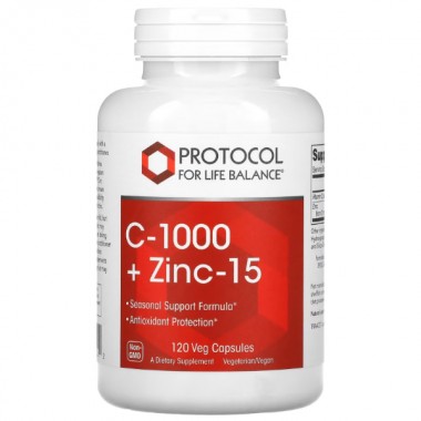 Витамин C Protocol for Life Balance C-1000+Zinc-15 120 Veg Caps Витамин C Protocol for Life Balance C-1000+Zinc-15 120 Veg Caps