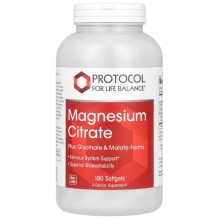 Микроэлемент Магний Protocol for Life Balance Magnesium Citrate 134 mg 180 Softgels Микроэлемент Магний Protocol for Life Balance Magnesium Citrate 134 mg 180 Softgels
