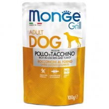 Влажный корм для собак Monge Dog Wet GRILL курица с индейкой 0,1 Кг