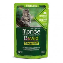 Влажный корм для котов Monge Cat Wet Bwild Grain Free Sterilised мясо дикого кабана с овощами 0,085 Влажный корм для котов Monge Cat Wet Bwild Grain Free Sterilised мясо дикого кабана с овощами 0,085