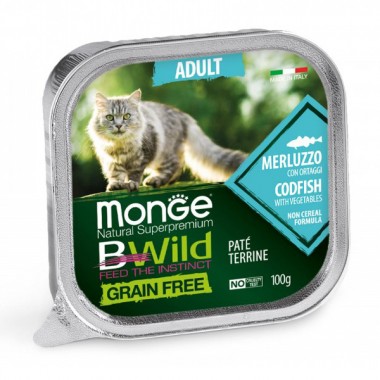  Monge Cat Wet Bwild Grain Free Adult треска с овощами 0,1 Кг