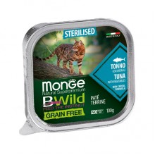 Влажный корм для котов Monge Cat Wet Bwild Grain Free Sterilised тунец с овощами 0,1 Кг