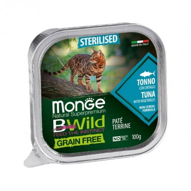  Monge Cat Wet Bwild Grain Free Sterilised тунец с овощами 0,1 Кг
