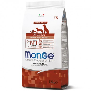 Monge Dog All breeds Puppy & Junior ягненок с рисом 2,5 Кг  Monge Dog All breeds Puppy & Junior ягненок с рисом 2,5 Кг