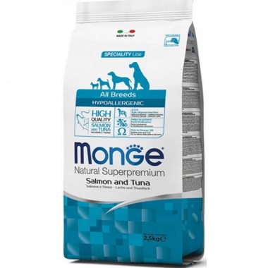  Monge Dog All breeds Hypo лосось с тунцом (гипоаллергенный) 2,5 Кг
