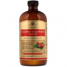 Микроэлемент Кальций Solgar Calcium Magnesium Citrate with Vitamin D3 Liquid 16 fl oz 473 ml Natural Strawberry Flavor