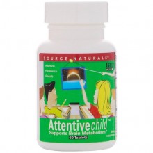Комплекс для профилактики работы головного мозга Source Naturals Attentive Child 60 Tabs