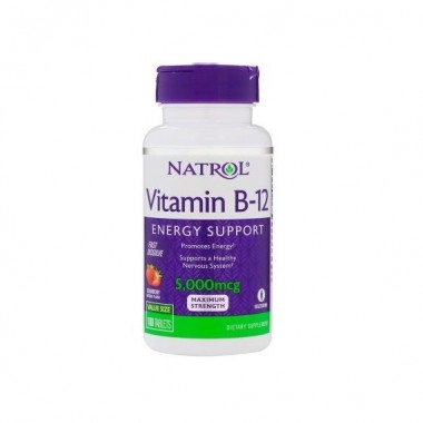 Витамин Б12 Natrol Vitamin B-12 5000 mcg 100 Tabs Strawberry Flavor