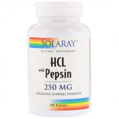 Бетаина гидрохлорид Solaray HCL with Pepsin 250 mg 180 Veg Caps SOR-04816 Бетаина гидрохлорид Solaray HCL with Pepsin 250 mg 180 Veg Caps SOR-04816