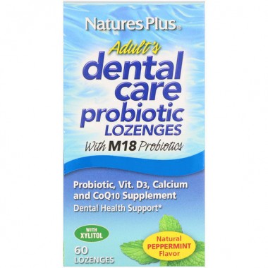 Пробиотик Nature's Plus Adult's Dental Care Probiotic 60 Lozenges Natural Peppermint Flavor NAP-04383