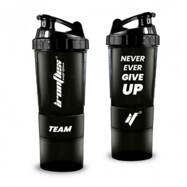 Шейкер IronFlex Spider Bottle Never Ever Give Up 500 ml + 2 Container's Black Шейкер IronFlex Spider Bottle Never Ever Give Up 500 ml + 2 Container's Black