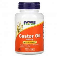 Улучшение работы кишечника NOW Foods Castor Oil 650 mg 120 Softgels