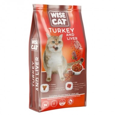 Wise Cat Turkey and liver Сухой корм для кошек Индейка и печень, упаковка 400г  Wise Cat Turkey and liver Сухой корм для кошек Индейка и печень, упаковка 400г