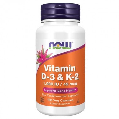 Комплекс Витамин D3+K2 NOW Foods Vitamin D-3 & K-2 120 Veg Caps