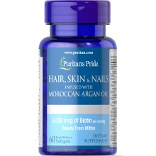 Комплекс для кожи, волос, ногтей Puritan's Pride Hair Skin & Nails infused with Moroccan Argan oil 60 Softgels