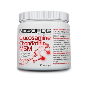 Хондропротектор (для спорта) Nosorog Nutrition Glucosamine Chondroitin MSM 120 Tabs Хондропротектор (для спорта) Nosorog Nutrition Glucosamine Chondroitin MSM 120 Tabs