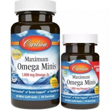 Омега 3 Carlson Labs Maximum Omega Minis 60+20 Soft Gels Lemon