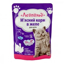 Леопольд Ассорти с курицей и индюшкой в желе для котов, пауч 100 г (24шт/уп)