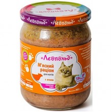 Леопольд Мясной рацион с ягненком для кошек, стеклянная банка 460 г (6шт/уп)