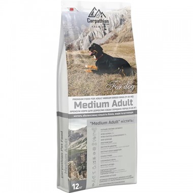  Carpathian Medium Adult Для взрослых собак средних пород. С курицей 32% и палтусом 7%. 12 кг.