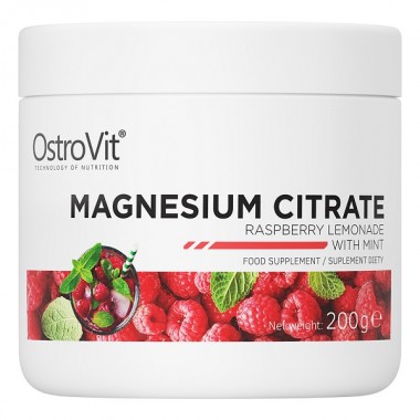 Микроэлемент Магний для спорта OstroVit Magnesium Citrate 200 g /74 servings/ Raspberry Lemonade Mint
