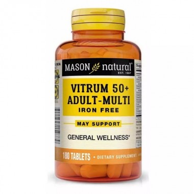 Витаминно-минеральный комплекс Mason Natural Vitrum 50 + Adult-Multi Iron Free 180 Tabs