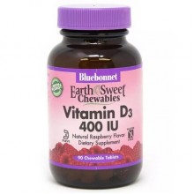 Витамин D Bluebonnet Nutrition Earth Sweet Chewables Vitamin D3 400 IU 90 Chewable Tabs Raspberry