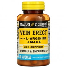 Комплекс для профилактики репродуктивной функии у мужчин Mason Natural Vein Erect with L-Arginine & Maca 80 Caps