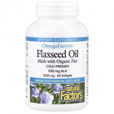 Льняное масло Natural Factors Omega Factors Flaxseed Oil 1000 mg 90 Softgels