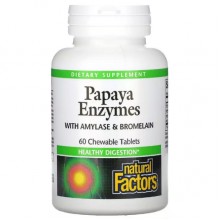 Антиоксидант Natural Factors Papaya Enzymes with Amylase & Bromelain 60 Chewable Tabs