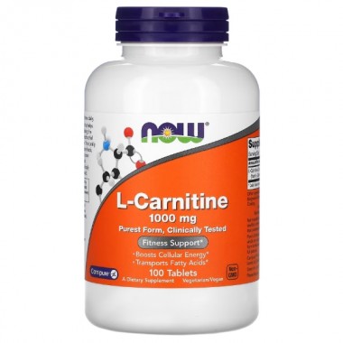 Карнитин NOW Foods Carnitine Tartrate 1000 mg 100 Tabs