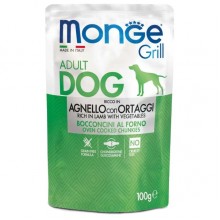 Влажный корм для собак Monge Dog Wet GRILL ягненок с овощами 0,1 Кг