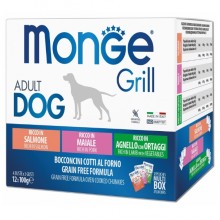 Влажный корм для собак Monge Dog Wet GRILL MIX лосось/ягненок/свинина/ 1,2 Кг