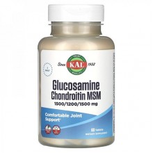 Препарат для суставов и связок KAL Glucosamine Chondroitin MSM 60 Tabs Препарат для суставов и связок KAL Glucosamine Chondroitin MSM 60 Tabs
