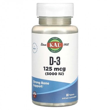 Витамин D KAL Vitamin D-3 5000 IU 125 mcg 60 Tabs