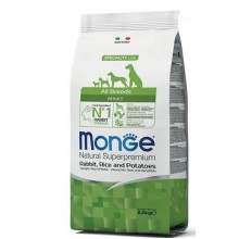 Сухой корм для собак Monge Dog All breeds Adult кролик, рис и картофель 2,5 Кг