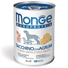 Влажный корм для собак Monge Dog Wet FRUIT MONOPROTEIN индейка с цитрусами 0,4 Кг