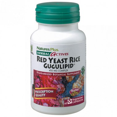 Красный рис Nature's Plus Herbal Actives, Red Yeast Rice Gugulipid 60 Caps