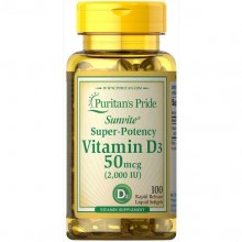Витамин D Puritan's Pride Vitamin D3 2000 IU 100 Softgels